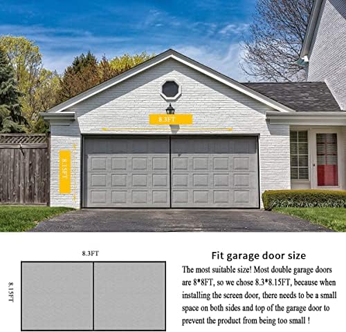LIAMST Garage Door Screen for 8x8FT, 1 Car Garage Doors- Reinforced Fiberglass Door Screen,Stronger High Energy Magnets ， Magnetic Screen Door
