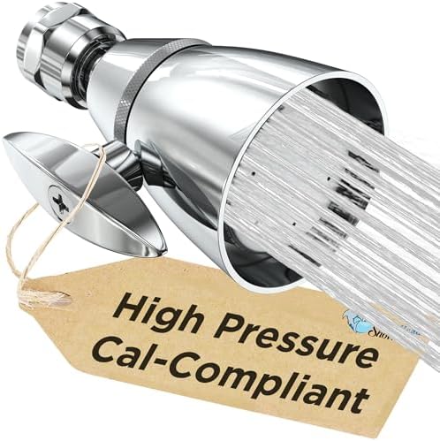 HammerHead Showers® ALL METAL 2 Inch High Pressure Shower Heads - CHROME – California Compliant 1.75 GPM Low Flow Rate - High Flow Shower Head with ADJUSTABLE SPRAY PATTERN - Fixed Shower Head