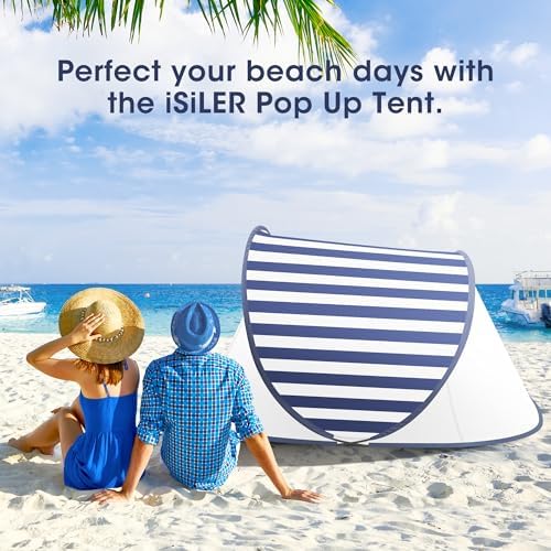 ISILER Pop Up Beach Tent, Portable Outdoor Shade, UPF 50+ Baby Shelter, Easy Setup Windproof Waterproof Canopy