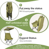 YOUNG WOOD Portable Camping Chair Beach Chair with Shade Canopy, Fold Lightweight Oversized for All, Easy to Open and Close Without Installation, Side Pocket Design for All Outdoor Activities, Green