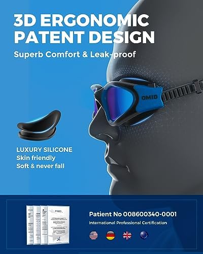 OMID Swim Goggles, P2 Polarized Swimming Goggles for Men Anti-fog Goggles Swimming for Adult Women