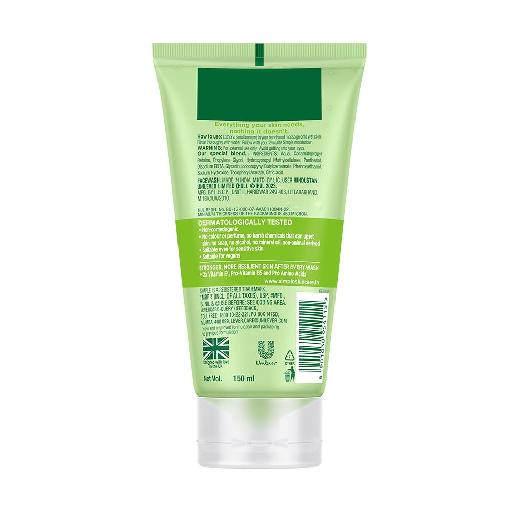 Simple Kind to Skin Refreshing Facial Wash Gel ,150 ml (5 Ounce)