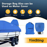 1200D Waterproof Boat Cover - Fits 16' to 18.5' ft Bass, V-Hull, Tri-Hull, Fish & Ski, Runabout Bowrider Boats - Heavy Duty Canvas Blue