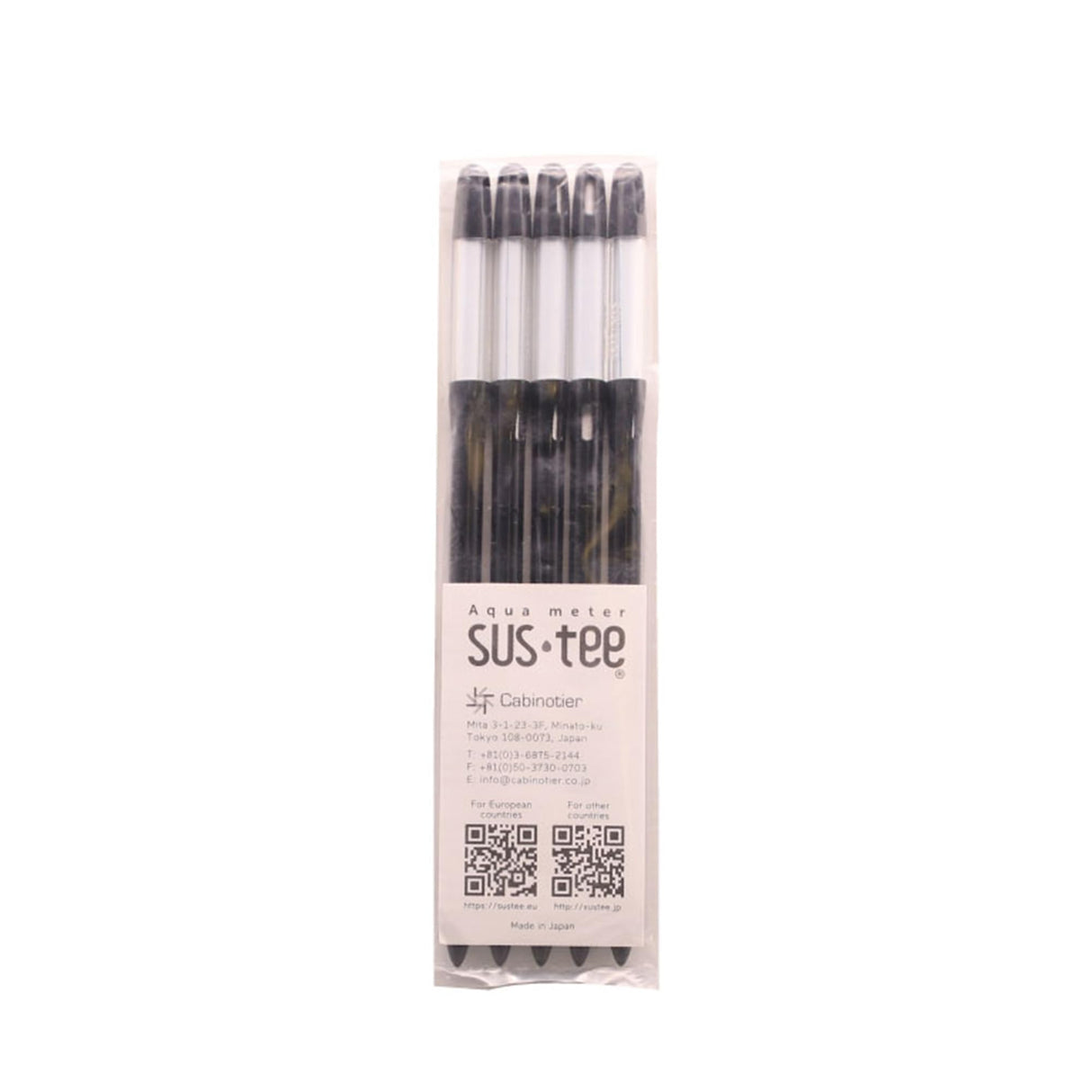 Sustee Aquameter - Medium - Black - Bundle of 5 - Leave-in Soil Moisture Meter for Potted Plants - Plant Water Sensor - Refillable