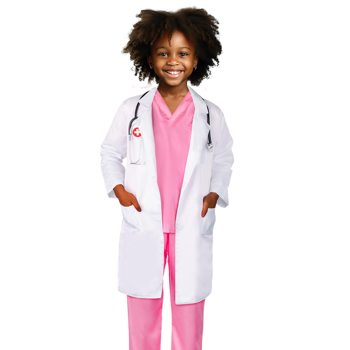 Meland Doctor Costume for Girls-Kid Dress Up for Halloween(Pink,3-4 Years)