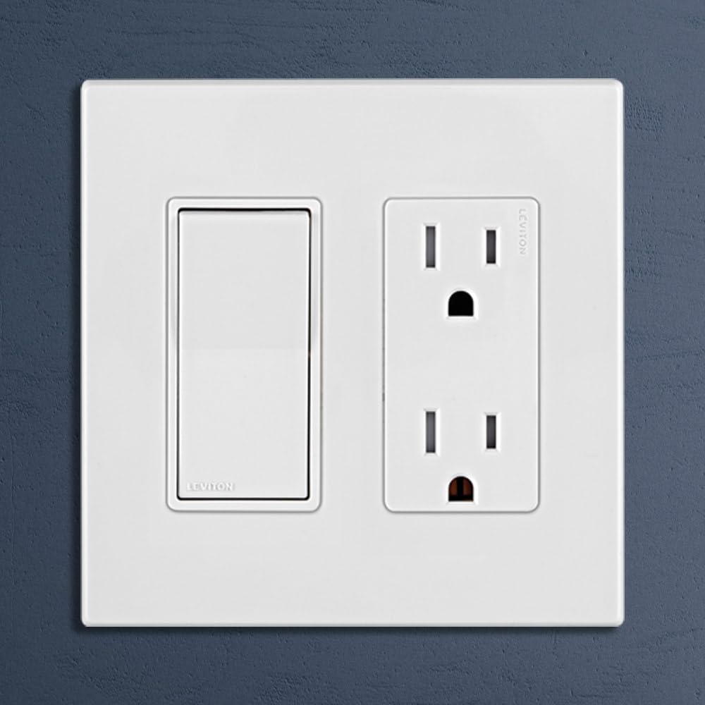 Leviton Lever Edge 15 Amp Single Pole Rocker Switch,E5601-MW,White,(Pack of 40)