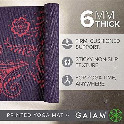Gaiam Yoga Mat - Premium 6mm Print Extra Thick Non Slip Exercise & Fitness Mat for All Types of Yoga, Pilates & Floor Workouts (68"L x 24"W x 6mm Thick)