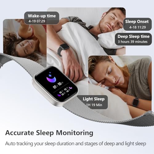 FITVII Health & Fitness Tracker 2024 (Answer/Make Calls), Smart Watch with 24/7 Heart Rate and Blood Pressure, Sleep Tracking, Blood Oxygen Monitor, 120+ Sport Mode Waterproof Activity Tracker