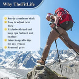 TheFitLife Nordic Walking Trekking Poles - 2 Sticks with Anti-Shock and Quick Lock System, Telescopic, Collapsible, Ultralight for Hiking, Camping, Mountaining, Backpacking, Walking, Trekking