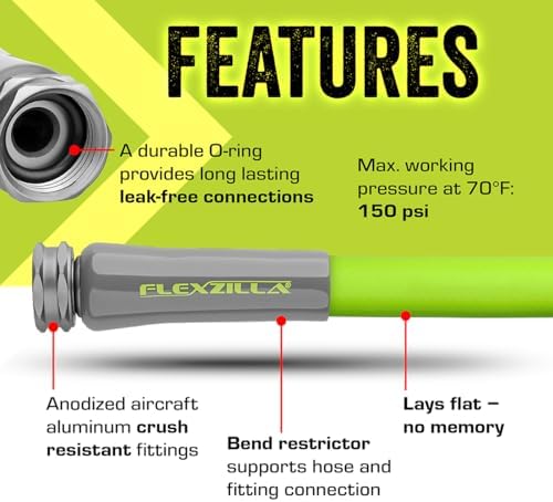 Flexzilla Garden Hose 5/8 in. x 75 ft., Lightweight All-Weather Water Hose, Durable and Flexible, Leak-Free Connections