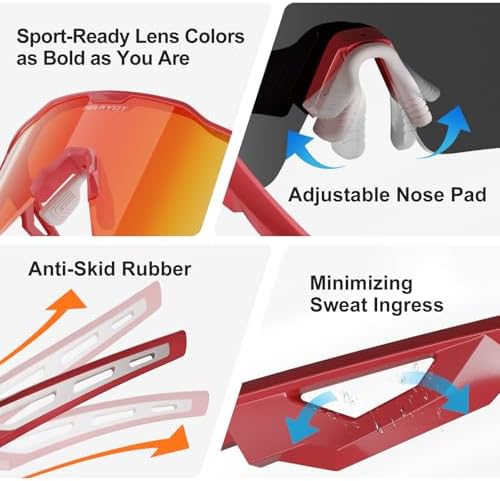 HAAYOT Polarized Sports Sunglasses for Men Women Youth Baseball Cycling Running Softball Biking Glasses 5 Lenses