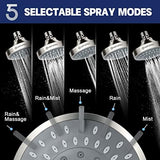 HOPOPRO 5-Mode High Pressure Shower Head - The Washington Post, NBC News, Today TV Show Recommended - High Flow Fixed Showerheads (4 Inch Brushed Nickel)