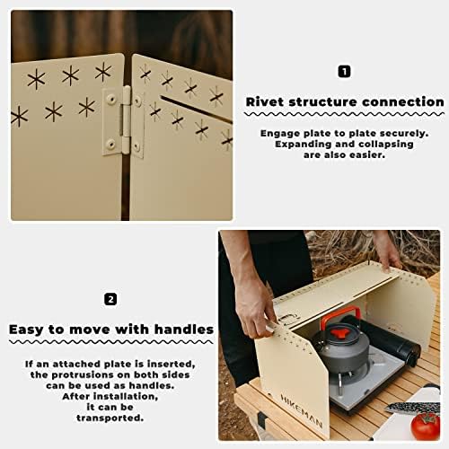 HIKEAMN Camping Stove Windscreen - Outdoor Folding Gas Stove Windshield,Camping Wind Blocker with a Storage Bag for Camping,Hiking,Picnic,Cooking (black)
