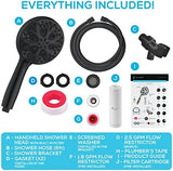 SparkPod 10-Mode Handheld Shower Head with Filter - 5" High Pressure Filtered Shower Head with Touch-to-Clean Nozzles, Built-In Power Jet, Stainless Steel 6ft Hose & Bracket (Black Matte)