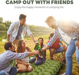 Double Inflatable Sleeping Pad for 2 Person - Ultralight Air Mattress with Built-in Foot Pump, Durable Waterproof Camping Pad for Couples, Backpacking, Hiking (Green)
