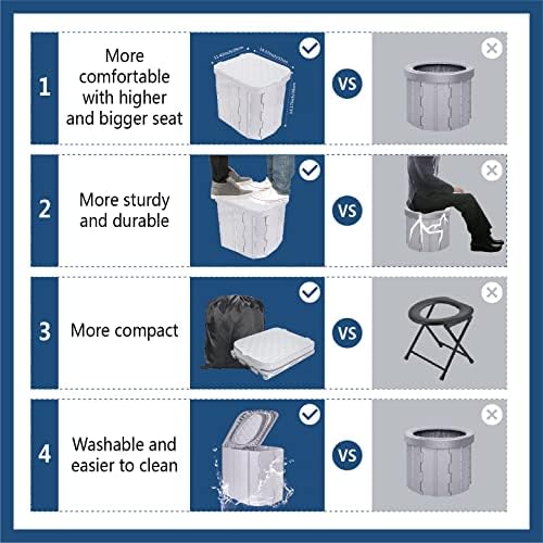 Portable Camping Toilet for Adults - Hapoon XL Portable Folding Toilet with Lid,Travel Portable Potty for Adults,Porta Potty Car Toilet