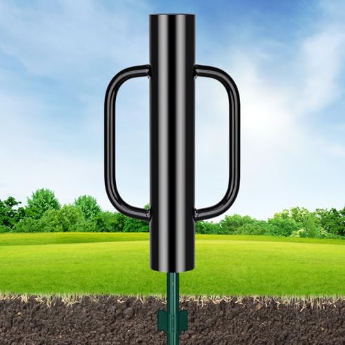 Gtongoko 8LB Fence Post Driver with Handles Heavy Duty T Post Driver Post Pounder for T-Posts, U Channel, Metal Post and Sign Post Pole Driver Tool, Black