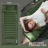 TOBTOS Inflatable Camping Sleeping Pad with Pillow, Thick 6 Inch Ultralight Sleeping Pad with Built-in Pump, Lightweight Sleeping Mat for Camping, Backpacking, Hiking, Tent (Green)