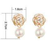 Fashion Design Faux Pearl Charm Flower Dangle Drop Earrings Studs For Women (White)