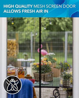 FLUX Magnetic Screen Door - Self-Closing, Pet-Friendly, Durable Polyester Mesh Screen Door with Powerful Magnetic Attachments, Keeps Bugs Out, Fits Sliding Doors and Standard Doors up to 36" x 78"