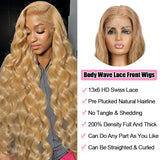 KTOOYKE 200% Density 30 Inch Honey Blonde 13x6 HD Lace Front Wig Human Hair Body Wave Lace Frontal Wigs Human Hair Pre Plucked 27# Honey Blonde Wig Glueless Wigs