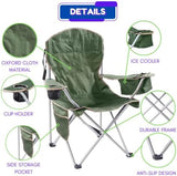 EZONE Set of 2 Camping Chairs with Built-in Ice Cooler, Portable Chair, Storage Pocket, Cup Holder, and Carry Bag Perfect for Camping, Tailgating, Fishing, Beach, and Lawn (2, Olive Green)