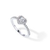PAVOI 14K Gold Plated Heart Halo Promise Ring for Women - White Gold