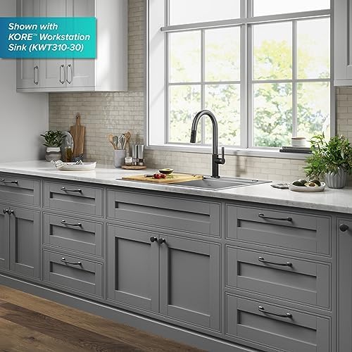 KRAUS Oletto High-Arc Single Handle Pull-Down Kitchen Sink Faucets in Spot Free Black Stainless Steel, Kitchen Faucets with Pull Down Sprayer, KPF-2820MBSFSB