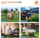 Heavy Duty Folding Camping Chair for Adults Oversized Camping Chairs Steel Frame Support 400 lbs, Metal Arm Lawn Chairs with Swivel Cup Holder, Hollow Backrest, Extra Large Outdoor Chairs, Green