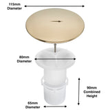Sandy Beach Gold Shower Waste, Brass Elegance, Premium 90mm Waste Trap, Sleek Shower Tray Waste Trap, and Drain Cover Replacement Solutions - Perfectly Sized, Effortlessly Stylish (90mm Diameter)