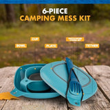 UCO 6-Piece Camping Mess Kit with Bowl, Plate, Camp Cup, and Switch Spork Utensil Set