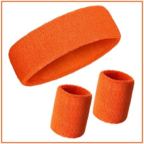 Bememo 6 Pcs Neon Sports Sweatbands Set Paris Sports Competitions Sweatbands 2 Headband 4 Wristbands Breathable Terry Cloth Athletic Bands for Basketball Tennis Costumes Cosplay