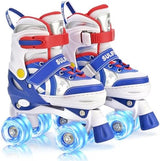 SULIFEEL Rainbow Unicorn 4 Size Adjustable Light up Roller Skates for Girls Boys for Kids
