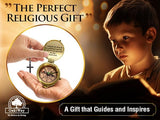 God's Path Compass – Communion & Confirmation Gift for Teenage Boys | Baptism Religious Gifts for Men, Christian, Catholic, Graduation | Sentimental & Inspirational Present – Greeting Card Included