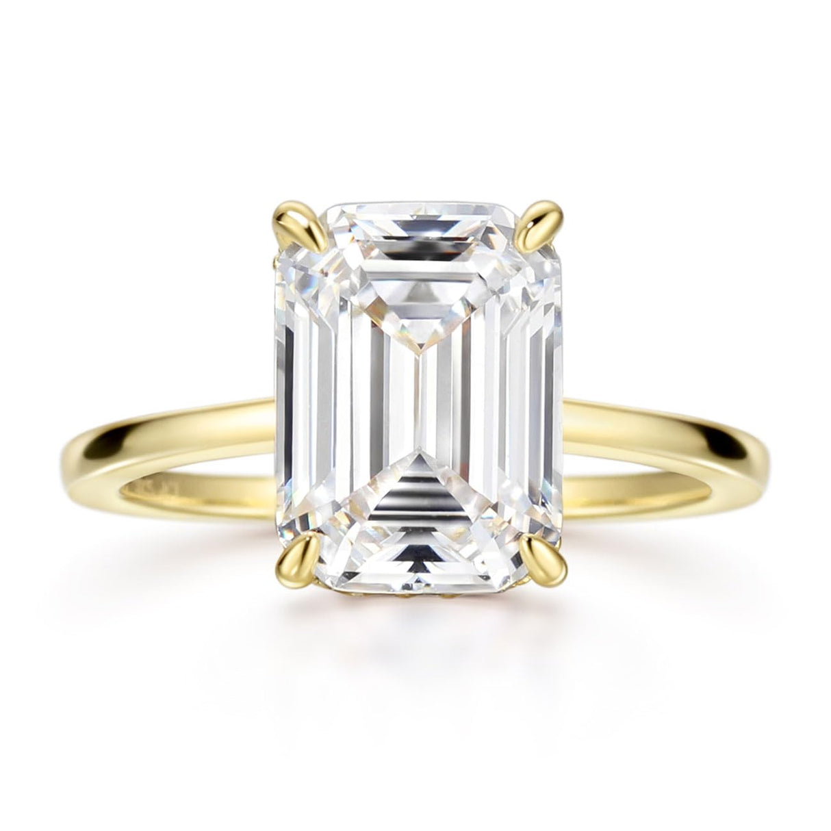 Michooyel 18K Gold Plated Emerald Cut 4ct Engagement Ring Cubic Zirconia Sterling Silver Women's Ring Wedding Ring Promise Ring