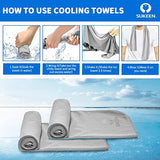 Sukeen [4 Pack] Cooling Towel (40"x12"),Ice Towel,Soft Breathable Chilly Towel,Microfiber Towel for Yoga,Sport,Running,Gym,Workout,Camping,Fitness,Workout & More Activities (Light Grey)