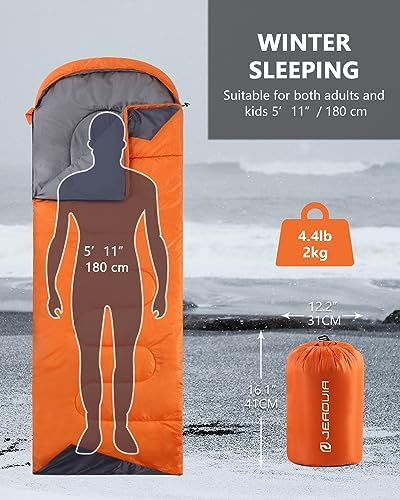 Sleeping Bags for Adults Backpacking Lightweight Waterproof- Cold Weather Sleeping Bag for Girls Boys Mens for Warm Camping Hiking Outdoor Travel Hunting with Compression Bags