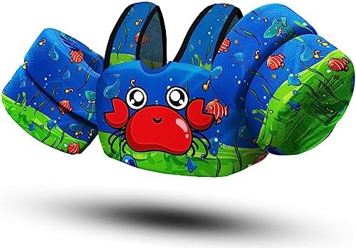 Chriffer Kids Swim Vest Life Jacket for 22-66 Pounds Boys and Girls, Toddler Floaties with Shoulder Harness Arm Wings for 2,3,4,5,6,7 Years Old Baby