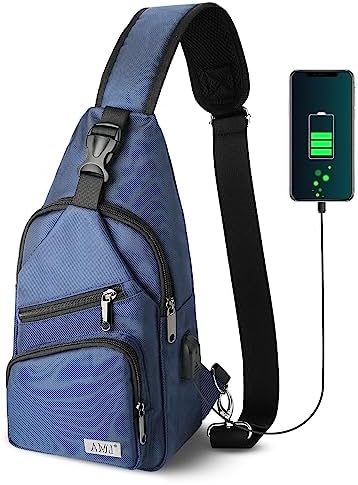 AMJ Crossbody Sling Bag Men Women, Casual Shoulder Backpack, Chest Daypack Satchel for Hiking Travel