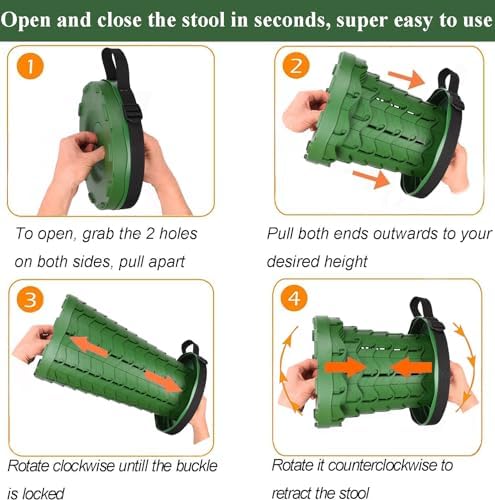 Fishboy Upgraded Collapsible Stool, 400lbs Max Weight, Lightweight But Sturdy, Portable Retractable Folding Telescoping Foldable Camping Stool for Adults Outdoor Fishing Hiking Gardening Travel BBQ