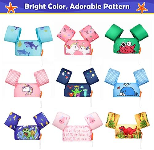 MoKo Toddler Swim Vest for Kids, 20-66 lbs, Arm Floaties with Adjustable Straps, Nylon Material, Swim Vest for Toddlers Learning to Swim