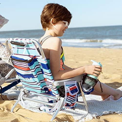 Homevative Kids Folding Backpack Beach Chair with 4 Positions, Carry Handle, Storage Pouch, Cup Holder and Phone Holder, Lightweight Design