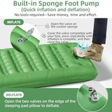 INVOKER 5.12" Camping Sleeping Pad with Built-in Foot Pump, Ultralight Inflatable Camping mat, for Camping, Backpacking, Hiking, Car Travel, Tent, Picnic, Beach, Green