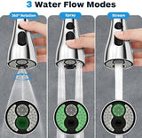 Kitchen Faucet Head Replacement 3 Modes with 12 Adapters, Pull Down Spray Head for Kitchen Faucet, Kitchen Sink Faucet Head G 1/2, Sprayer Head Replacement, Chrome