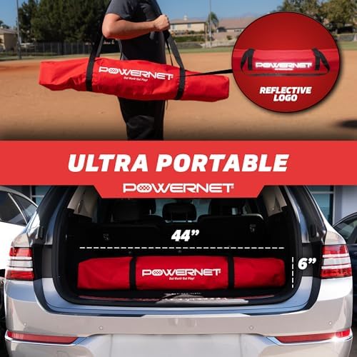 PowerNet Baseball Softball Practice Net 7x7 with Baseball Accessories for Practice Pitching, Batting & Fielding, Ball Caddy, Weighted Baseballs, Tee