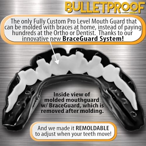 Bulletproof: World’s Thinnest Most Breathable Mouthguard is 3X Stronger! MMA Football Basketball Hockey Lacrosse Rugby BJJ Boxing Sports Mouth Guard Grinding Teeth. Men Women Adult Youth Kids Braces