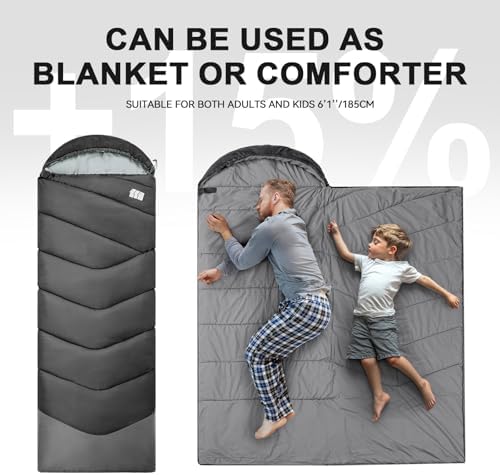 Sleeping Bags for Adults Cold Weather,Portable, Waterproof,Lightweight Sleeping Bag for Tall Girls Boys with Compression Sack for Warm Camping, Hiking, Outdoor & Indoor
