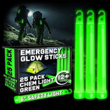 Emergency Glow Sticks - 25 Ultra Bright Military Grade Chem Lights - 12 Hour Bulk Tactical Light Sticks for Survival Gear, Camping, and Power Outages