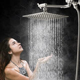G-Promise All Metal 8 Inch Dual Square Shower Head with Handheld Combo, Rain Shower Head, Adjustable Extension Arm, Smooth 3-Way Diverter, 71 Inch Extra Long Hose - A Bathroom Upgrade (Brushed Nickel)