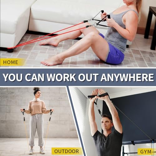 WHATAFIT Resistance Bands, Exercise Bands，Resistance Bands for Working Out, Work Out Bands with Handles for Men and Women Fitness, Strength Training Home Gym Equipment